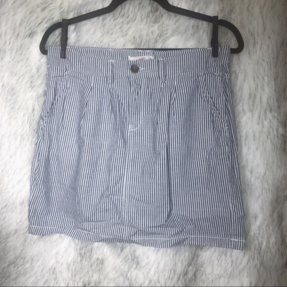 H&M l.o.g.g graded goods striped gray-blue & white short skirt - Picture 2 of 7